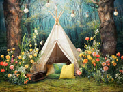 Kate Spring Wild Flowers Forest Tent Printed Backdrop Designed by Emetselch, 8x6ft