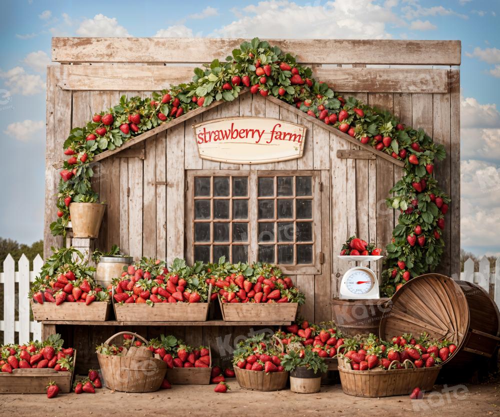 Kate Strawberry Farm Wooden House Backdrop Designed by Emetselch