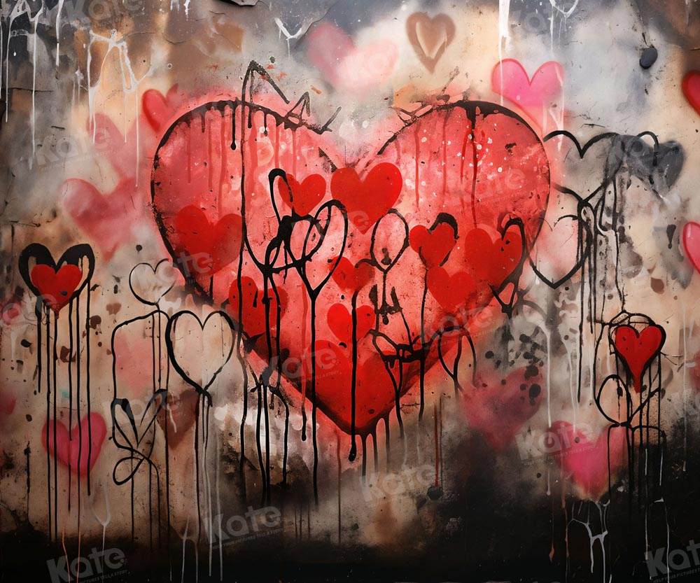 Kate Valentine's Day Ink Hearts Backdrop Designed by Chain Photography