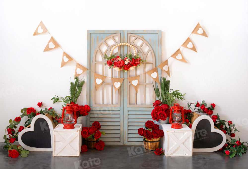 Kate Valentine Love Rose Wooden Door Backdrop Designed by Emetselch