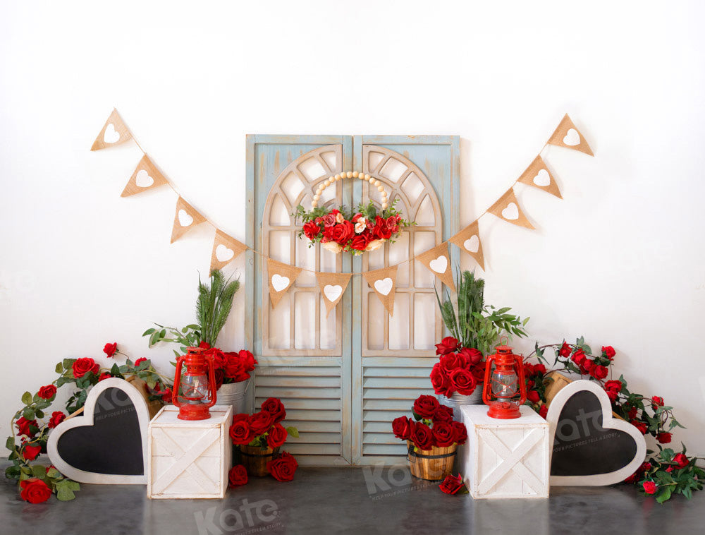 Kate Valentine Love Rose Wooden Door Backdrop Designed by Emetselch
