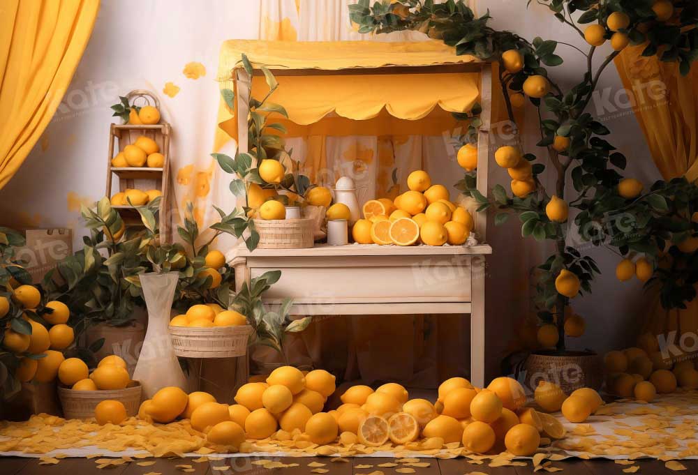 Kate Yellow Lemon Tree Room Backdrop Designed by Emetselch
