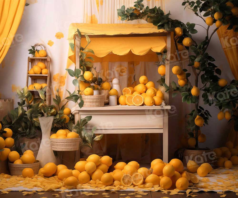 Kate Yellow Lemon Tree Room Backdrop Designed by Emetselch