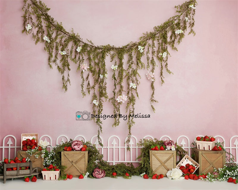 Kate Pink Strawberry Fields Backdrop Designed by Melissa King