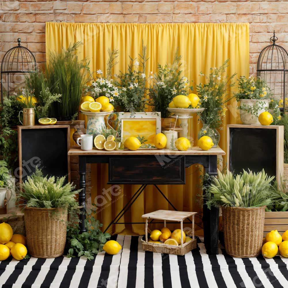 Kate Green Plant Yellow Lemon Room Backdrop Designed by Chain Photography
