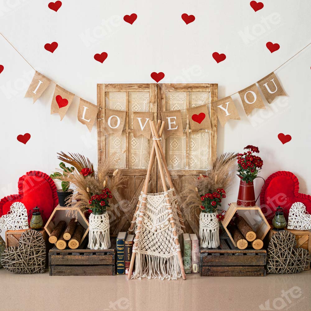 Kate Valentine's Day Boho I Love You Backdrop Designed by Emetselch