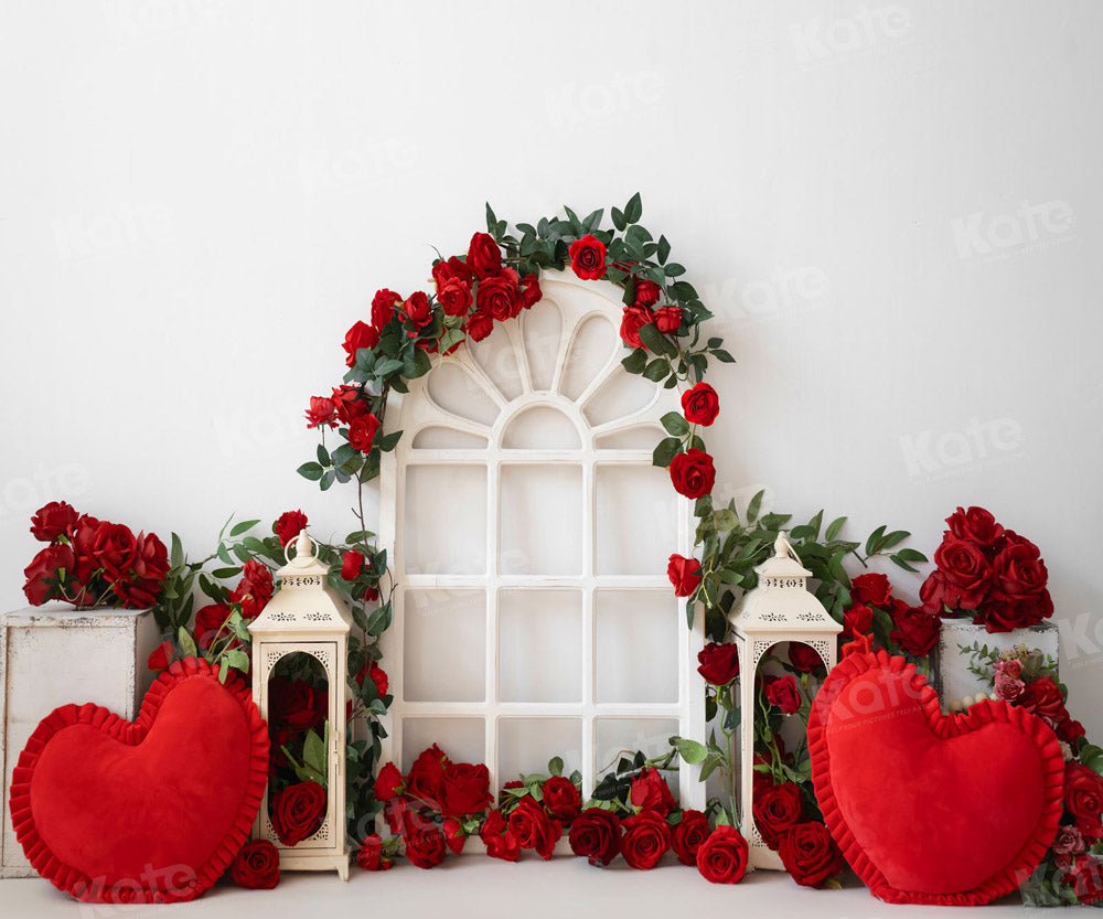 Kate Valentine's Day Red Rose Love Pillow Backdrop Designed by Emetselch