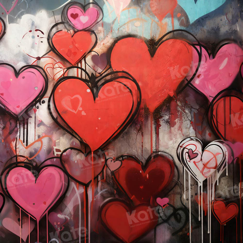 Kate Valentine's Day Hearts Graffiti Wall Backdrop Designed by Chain Photography