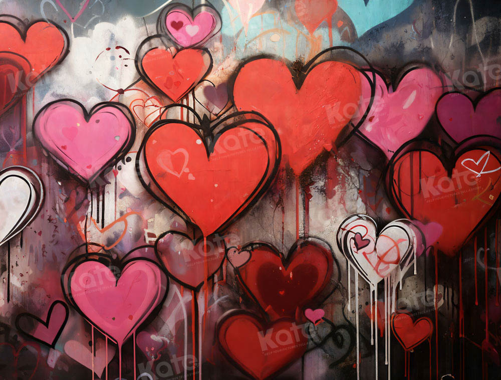 Kate Valentine's Day Hearts Graffiti Wall Backdrop Designed by Chain Photography