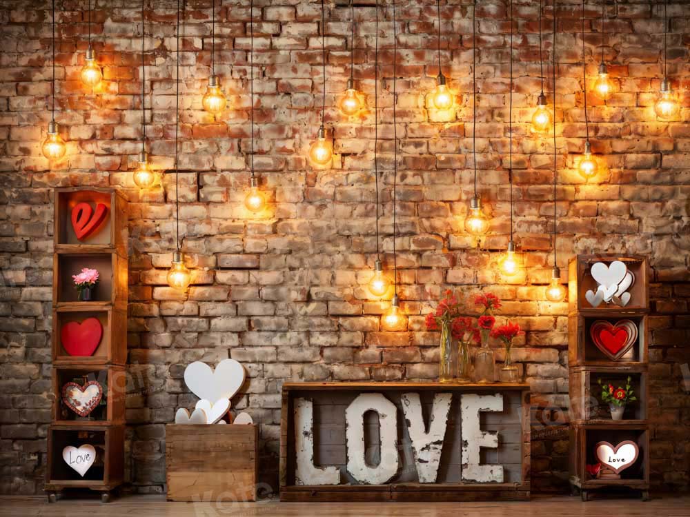 Kate Valentine's Day Heart Lamp Retro Wall Backdrop Designed by Chain Photography