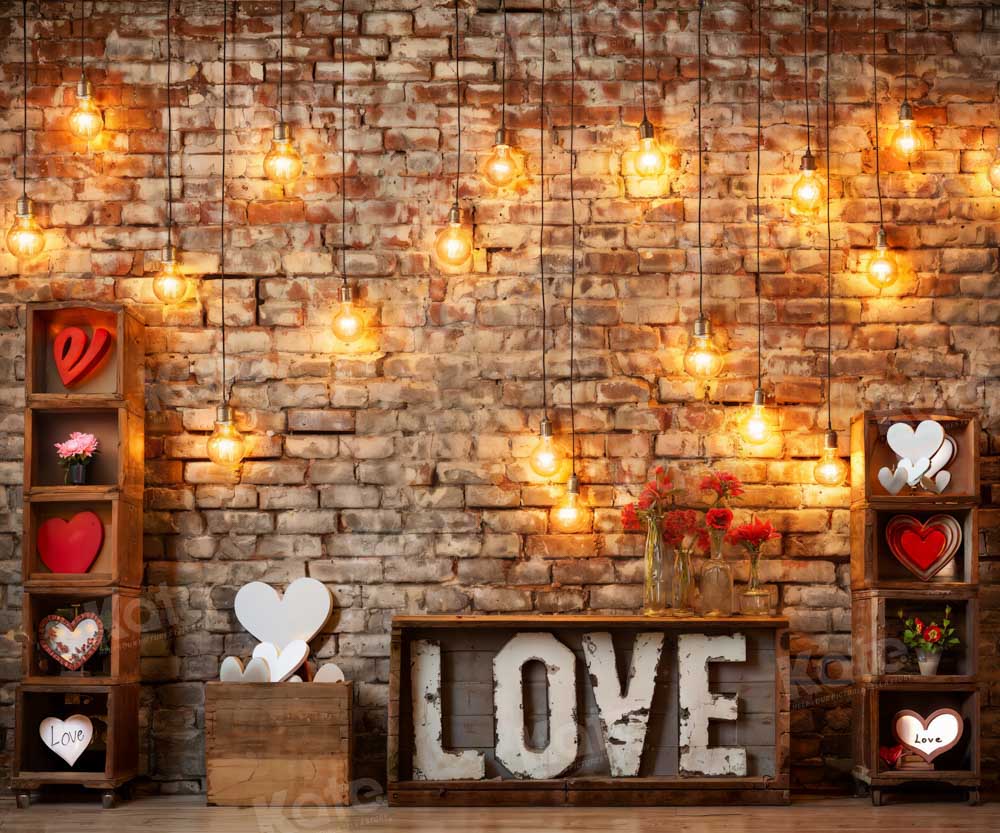 Kate Valentine's Day Heart Lamp Retro Wall Backdrop Designed by Chain Photography