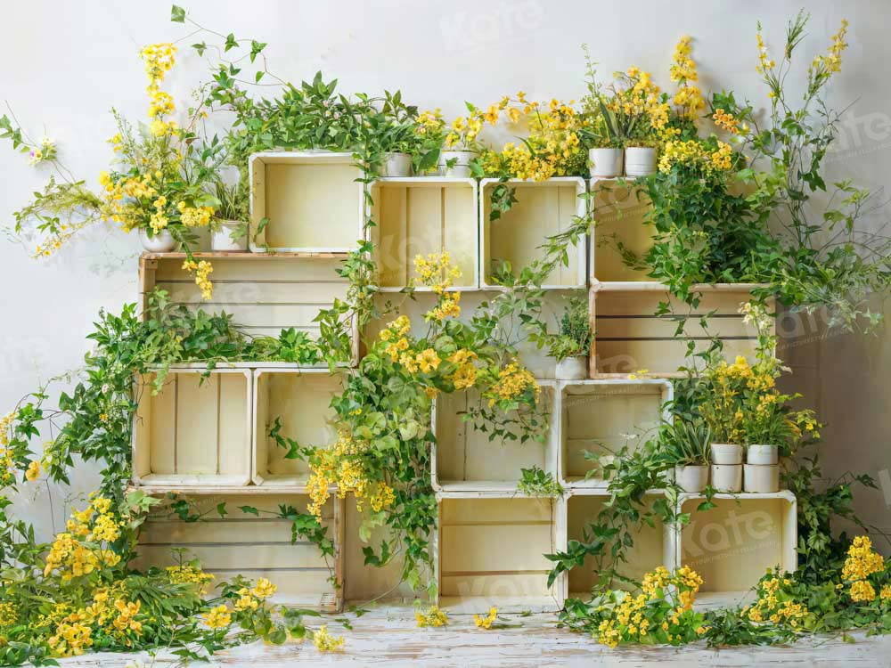 Kate Spring Yellow Flower Cabinet Backdrop Designed by Chain Photography