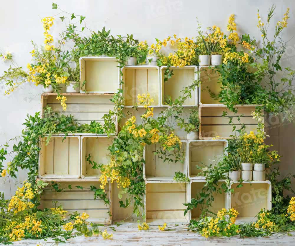 Kate Spring Yellow Flower Cabinet Backdrop Designed by Chain Photography