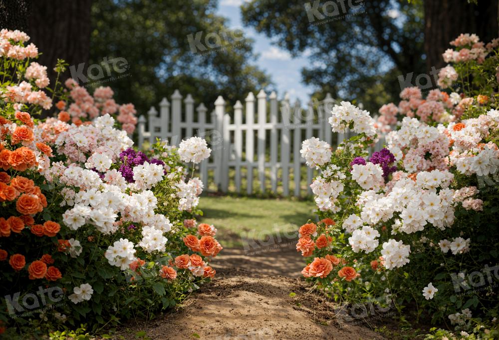 Kate Spring Flowers Fence Path Backdrop Designed by Chain Photography