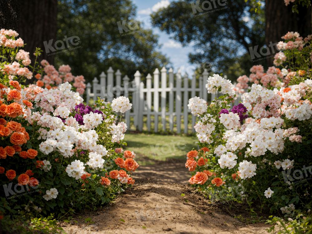 Kate Spring Flowers Fence Path Backdrop Designed by Chain Photography