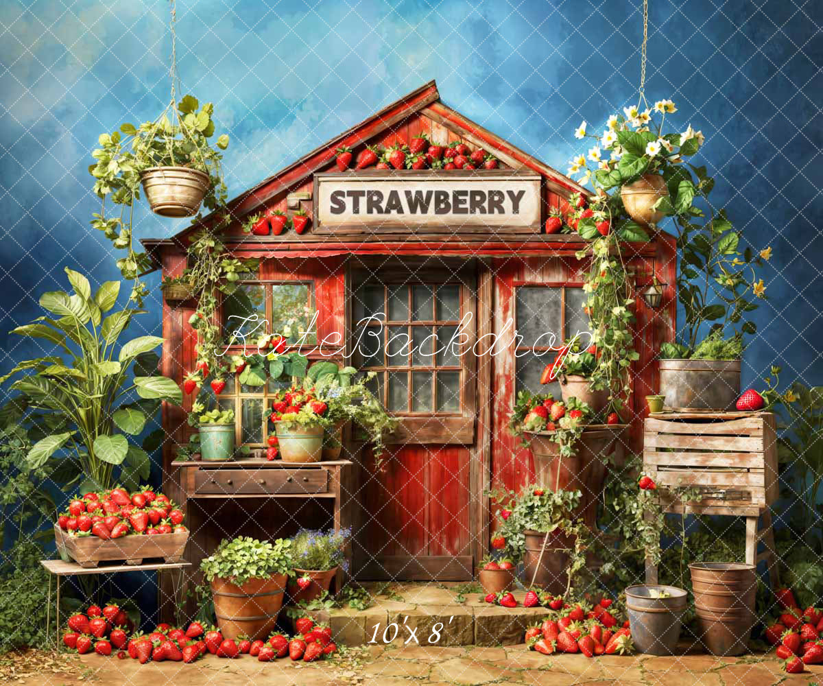 Kate Spring Green Strawberry Warehouse Backdrop Designed by Chain Photography