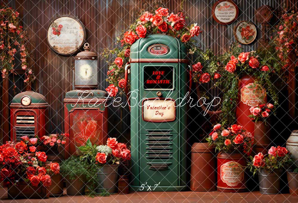 Kate Valentine's Day Flowers Mailbox Retro Room Backdrop Designed by Chain Photography