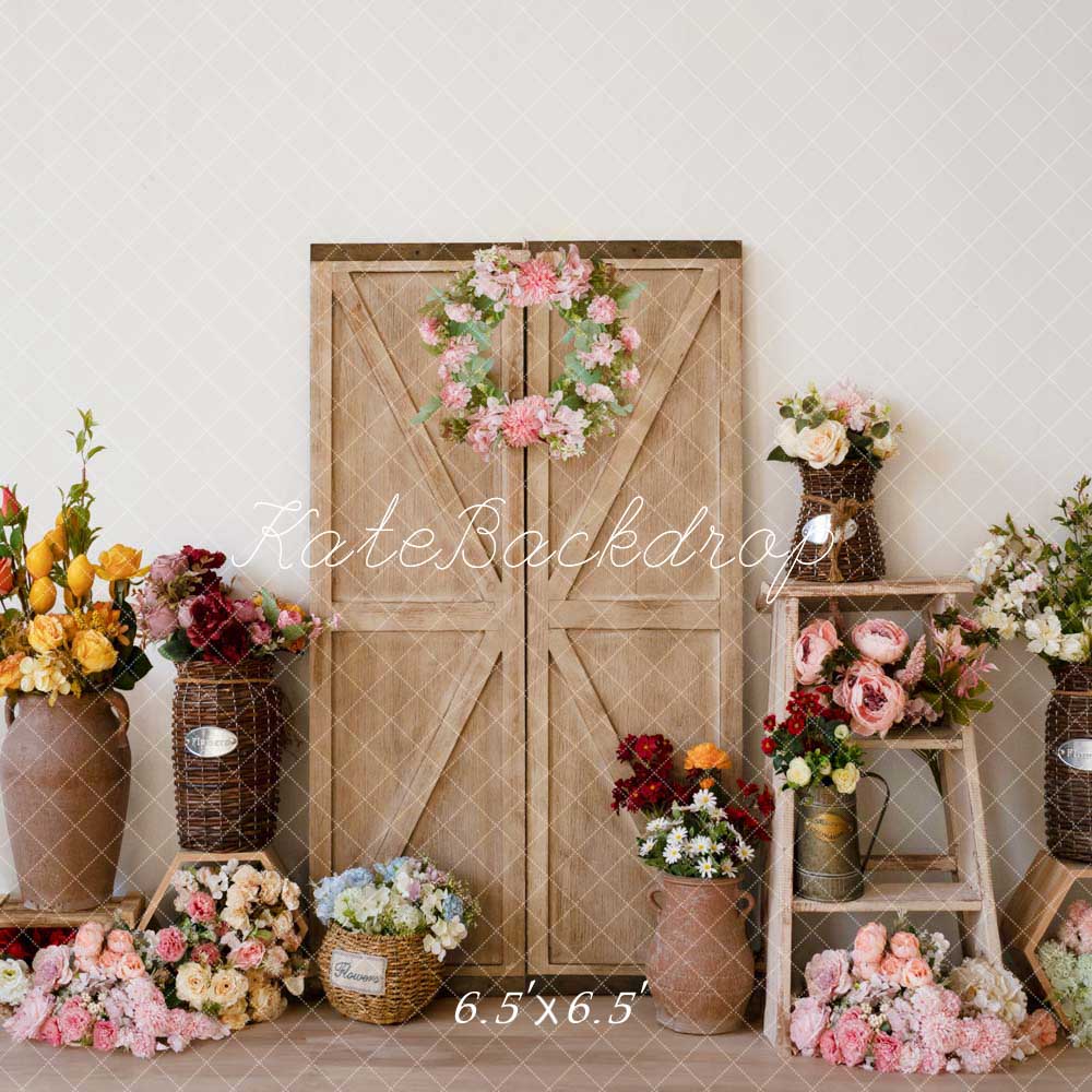 Kate Spring Flower Wooden Door Backdrop Designed by Emetselch