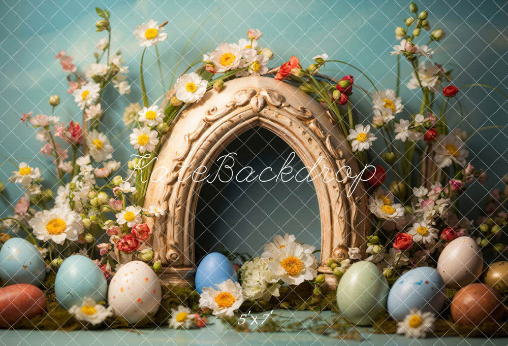 Kate Colorful Easter Eggs Flowers Backdrop Designed by Chain Photography