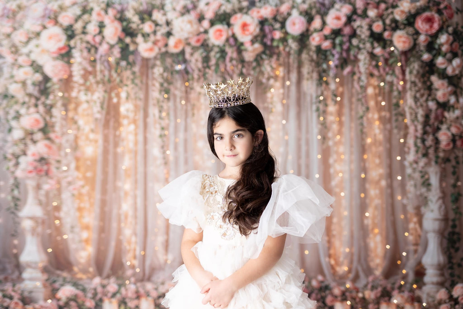 Elegant Blush Floral Curtain Backdrop