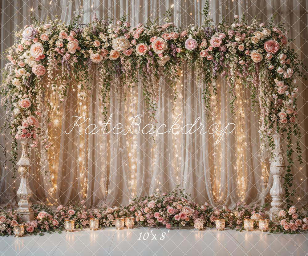 Kate Spring Flower Light String Curtain Backdrop Designed by Chain Photography