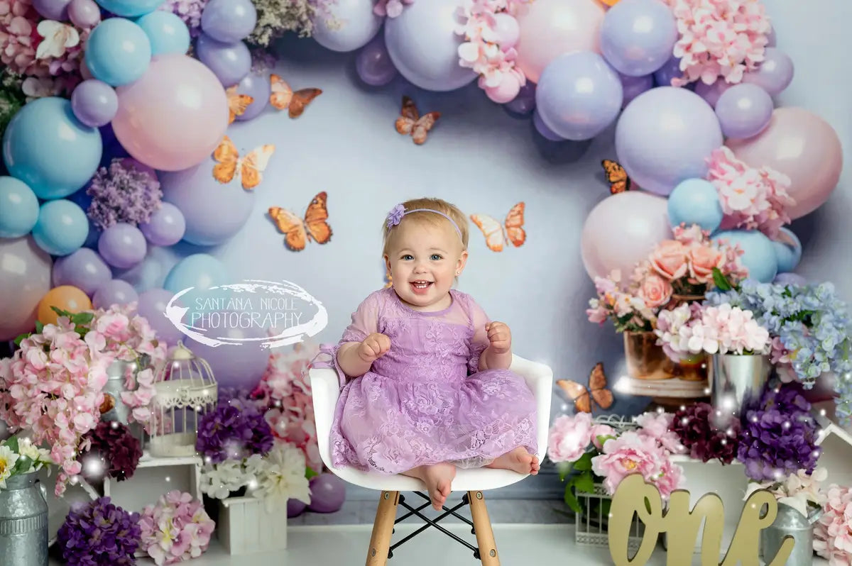 Kate Colorful Balloon Butterfly Wall Backdrop Designed by Chain Photography