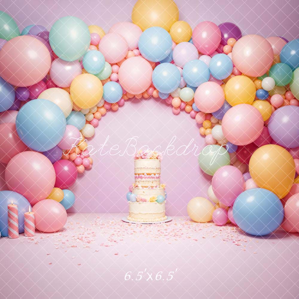 Kate Birthday Pink Balloon Wall Cake Smash Backdrop Designed by Chain Photography