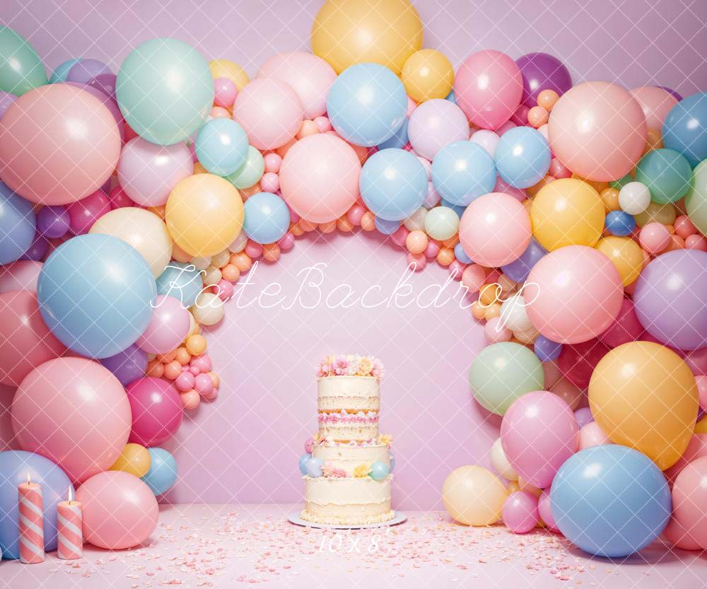 Kate Birthday Pink Balloon Wall Cake Smash Backdrop Designed by Chain Photography
