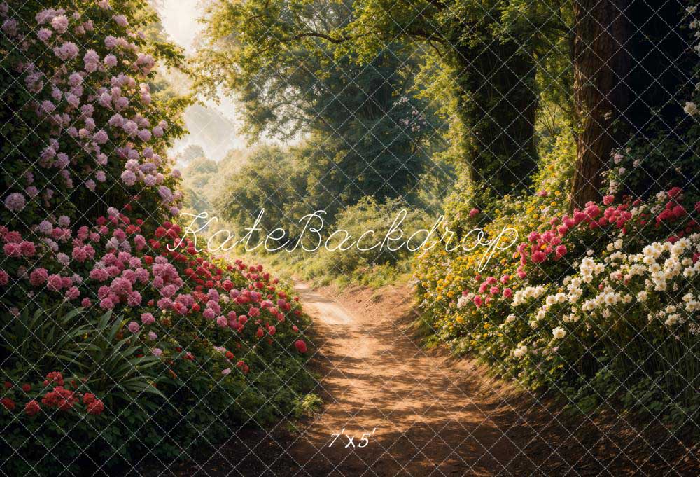Kate Spring Flowers Forest Path Backdrop Designed by Chain Photography