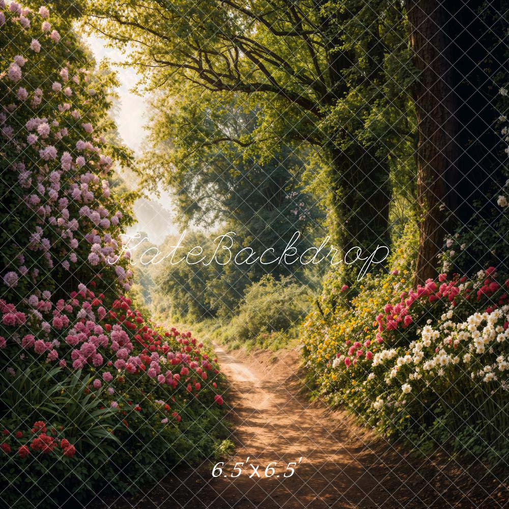 Kate Spring Flowers Forest Path Backdrop Designed by Chain Photography