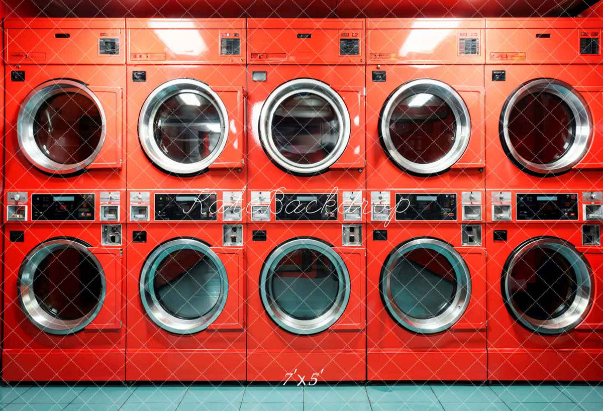 Vibrant Retro Laundry Machine Wall Backdrop