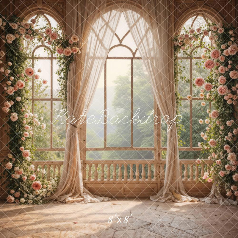 Elegant Vintage Floral Window Backdrop