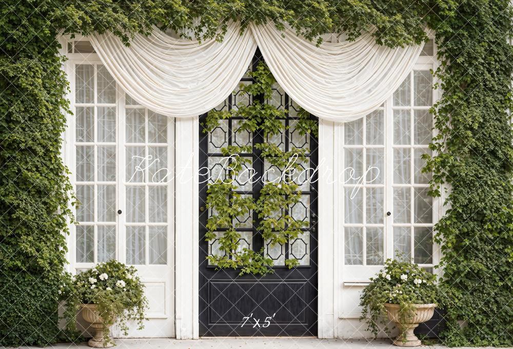 Kate Spring Green Plants Curtains Windows Doors Backdrop Designed by Emetselch