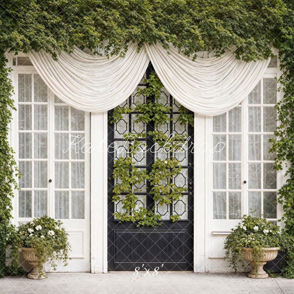 Kate Spring Green Plants Curtains Windows Doors Backdrop Designed by Emetselch