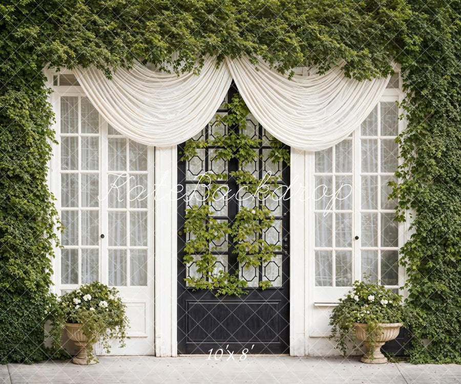 Kate Spring Green Plants Curtains Windows Doors Backdrop Designed by E
