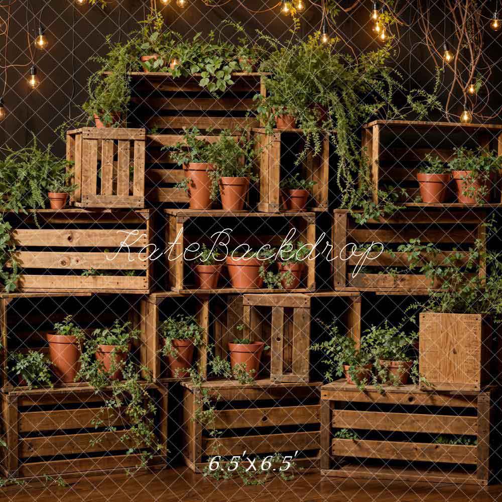 Kate Pet Spring Green Plant Wood Shelf Backdrop Designed by Emetselch