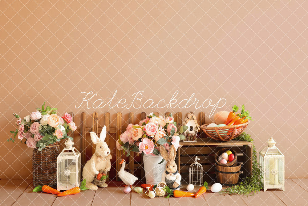 Kate Easter Eggs Flowers Rabbit Fence Backdrop Designed by Emetselch