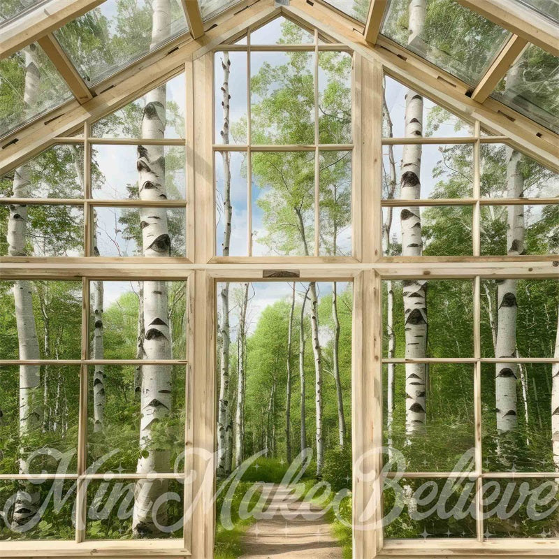 Kate Spring Empty Greenhouse Birch Backdrop Designed by Mini MakeBelieve