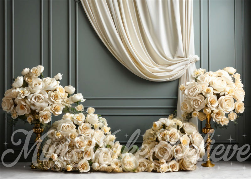 Elegant Ivory Rose Classic Backdrop