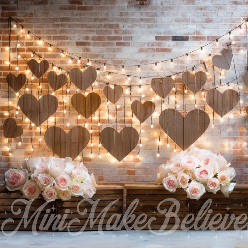 Kate Valentine's Day Interior Barn Hearts and Lights Backdrop Designed by Mini MakeBelieve
