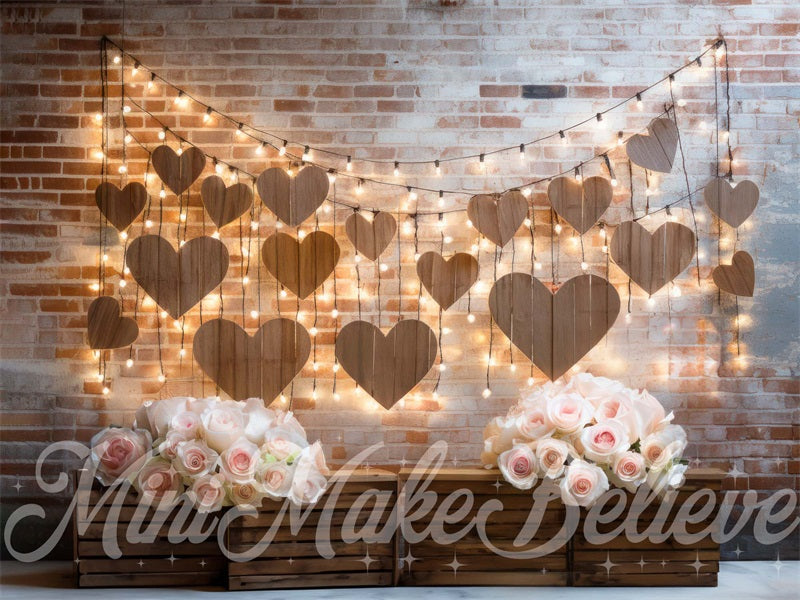 Kate Valentine's Day Interior Barn Hearts and Lights Backdrop Designed by Mini MakeBelieve