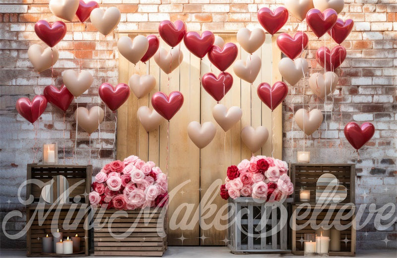 Giorno di San Valentino Interni Granaio Rosso e Bianco Palloncini Sfondo San Valentino Progettato da Mini MakeBelieve