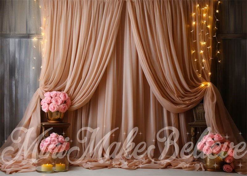 Kate Boho Pink Curtain Backdrop Designed by Mini MakeBelieve