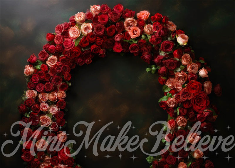 Sfondo artistico per archi di rose per San Valentino progettato da Mini MakeBelieve