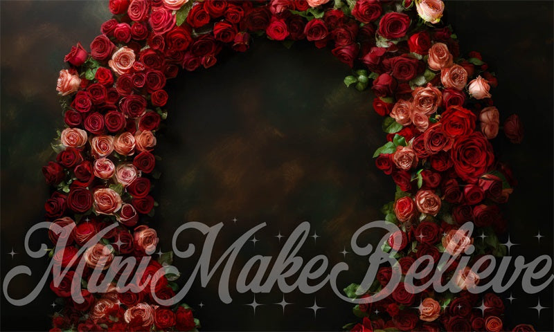 Sfondo artistico per archi di rose per San Valentino progettato da Mini MakeBelieve