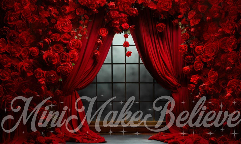 Kate Valentine's Day Rose Curtains Backdrop Designed by Mini MakeBelieve