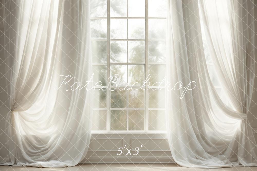 Kate Spring White Curtains Windows Room Backdrop Designed by Chain Photography