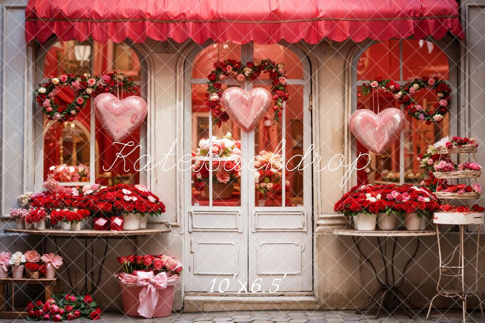 Kate Valentine's Day Red Rose Flower Shop Backdrop Designed by Chain Photography