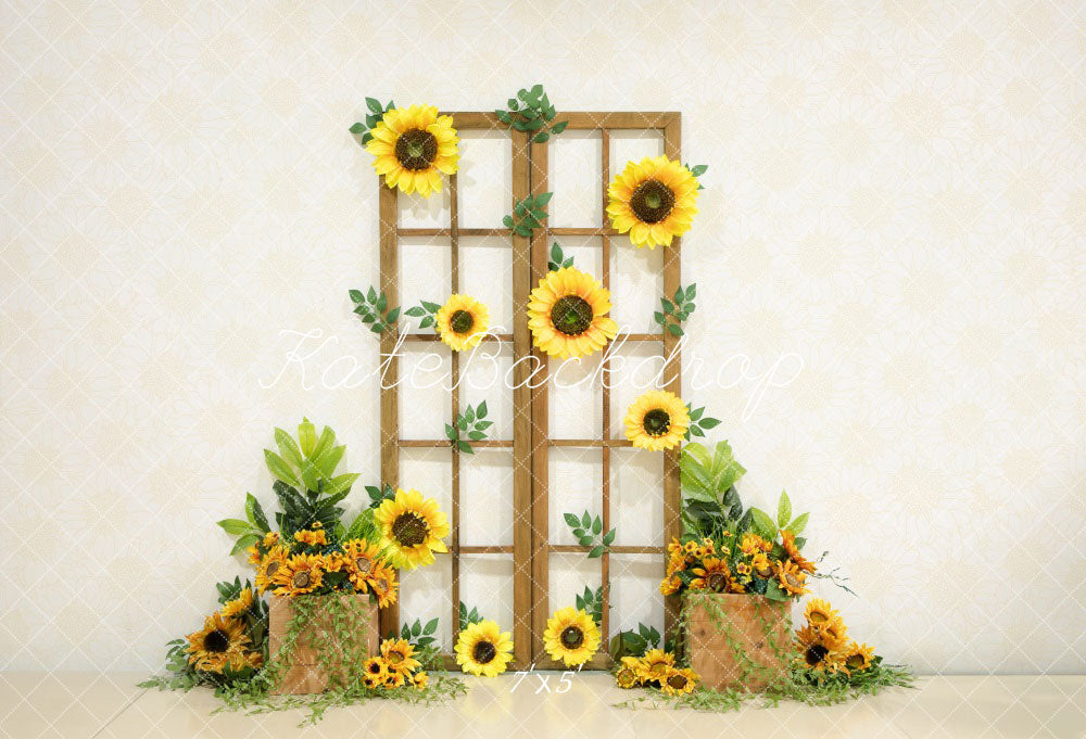 Kate Summer Sun Flower Wooden Door Backdrop Designed by Emetselch