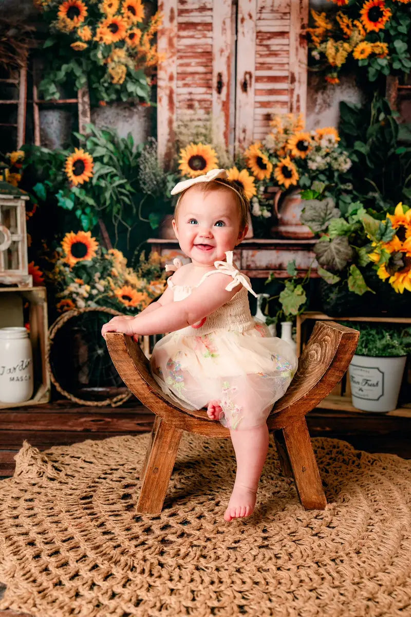 Kate Summer Sunflowers Old Furniture Room Backdrop Designed by Emetselch
